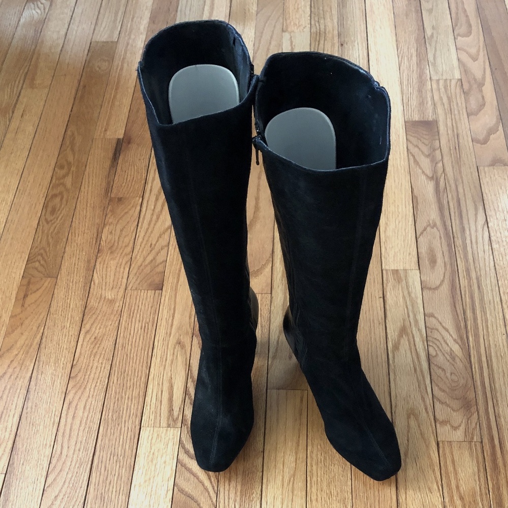 Antonio Melani Black Leather and Suede Tall Boots - Size 8-1/2 M